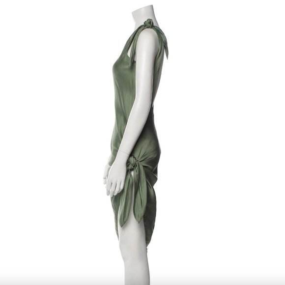 Cult Gaia Delilah Tie Detailed Silk Satin Mini Dress Seaspray M NWT $598.00 - Picture 5 of 10